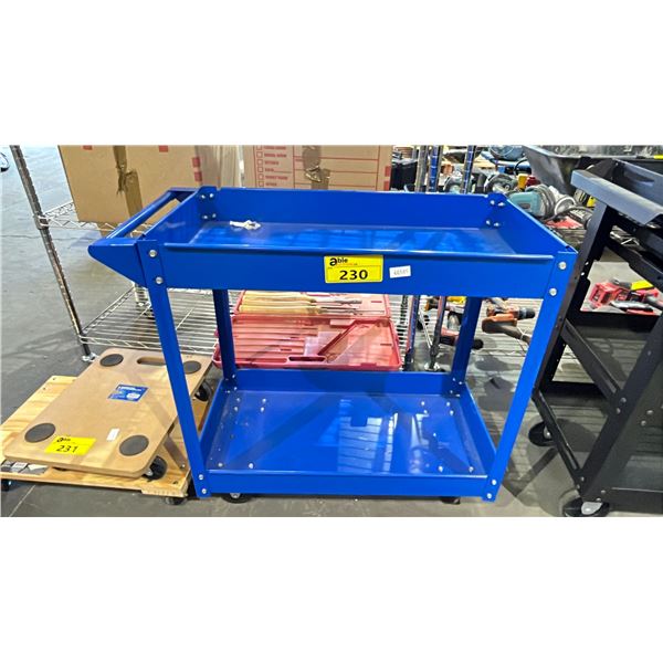 BLUE METAL MOBILE TWO TIER UTILITY CART