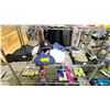 Image 1 : SHELF OF ASSORTED CLOTHING, READING GLASSES & UMBRELLAS