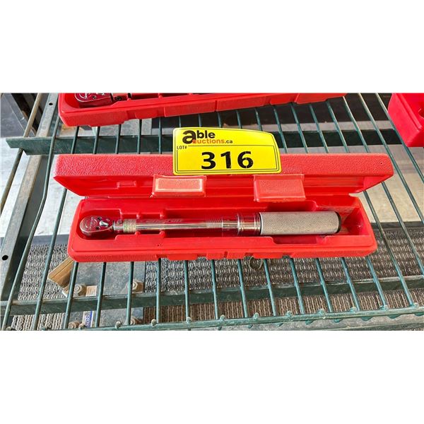 SNAP ON 4934220 3/8" DRIVE METRIC ADJUSTABLE CLICK TYPE FIXED RATCHET TORQUE WRENCH IN A HARD