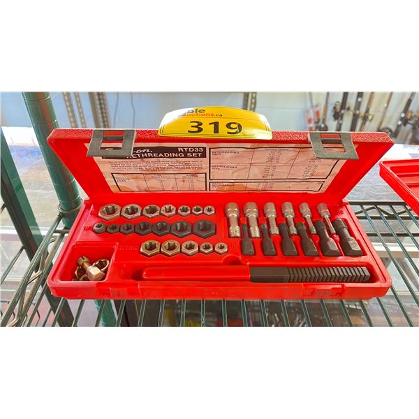 SNAP ON RTD33 FRACTIONAL/METRIC RETHREADING SET IN A HARD TRANSPORT CASE
