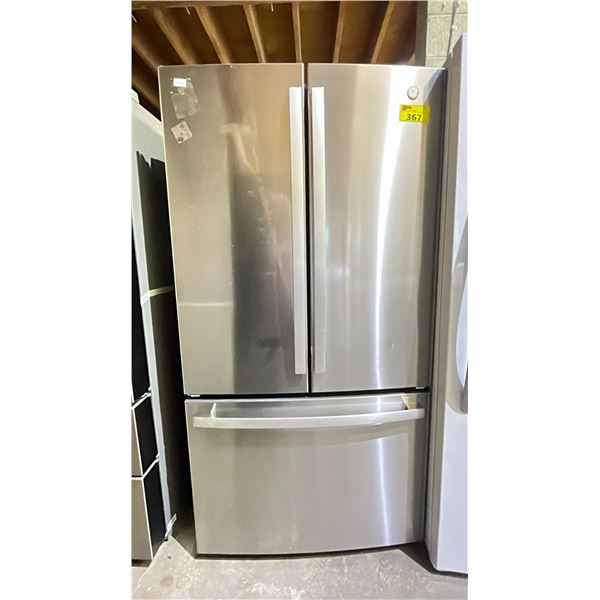 GE STAINLESS STEEL 36" W BOTTOM FREEZER FRENCH DOOR REFRIGERATOR - *WORKING CONDITION UNKNOWN*