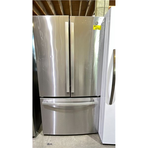 GE STAINLESS STEEL 36" W BOTTOM FREEZER FRENCH DOOR REFRIGERATOR - *WORKING CONDITION UNKNOWN*
