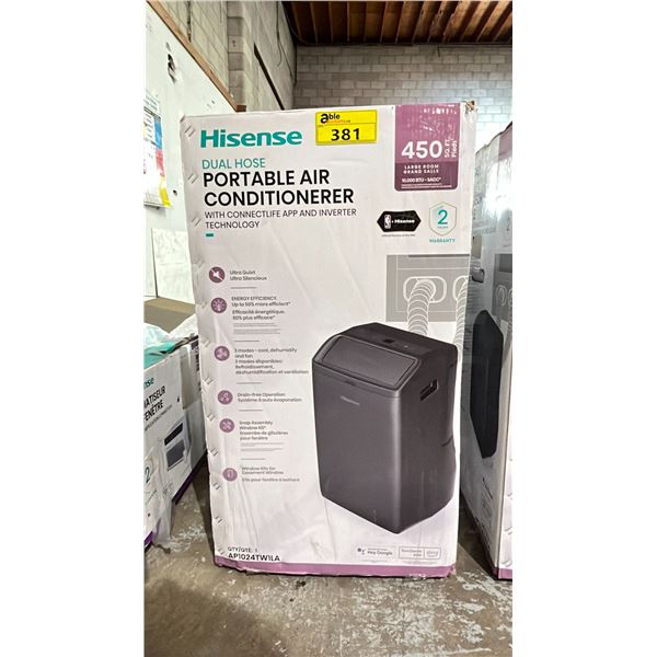 HISENSE DUAL HOSE PORTABLE AIR CONDITIONER FOR ROOMS UP TO 450 SQ. FT