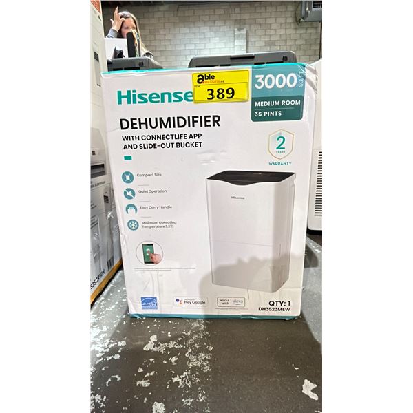 HISENSE DEHUMIDIFIER FOR ROOMS UP TO 3000 SQ. FT