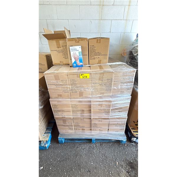 PALLET OF DISPOSABLE VINYL GLOVES - POWDER FREE, MEDIUM SIZE *100 GLOVES PER BOX*