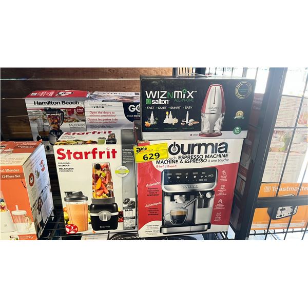 STARFRIT BLENDER, GOURMIA ONE TOUCH ESPRESSO MACHINE & SALTON WIZ N MIC