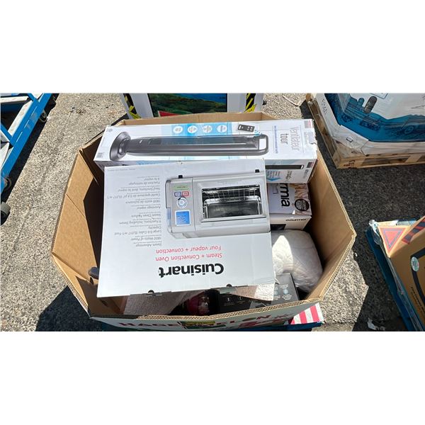 PALLET OF ASSORTED ITEMS INCLUDING; STEAM+CONVECTION OVEN, TOWER FAN, AIR FRYER & MORE (UNKNOWN