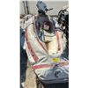 Image 1 : CARIBE INFLATABLE BOAT WITH FIBERGLASS HULL, HONDA 100 OUTBOARD MOTOR & OARS (UNKNOWN INFLATION
