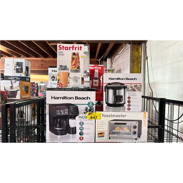 HAMILTON BEACH FLEX BREW, STARFRIT BLENDER, HAMILTON BEACH RICE COOKER & TOASTMASTER TOASTER OVEN