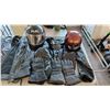 Image 2 : BOX OF ASSORTED MOTORCYCLE GEAR INCLUDING; JACKET, PANTS, HELMETS & GLOVES