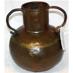 1800's Hand Wrought Solid Copper Double Handle Pot