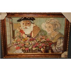 Framed Hand Made Tapestry of Man and Woman