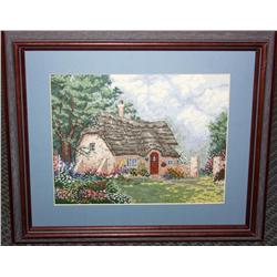 Framed Stitch Art of a Home