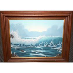 Framed Water Color of Waves