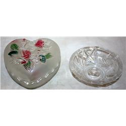 1 Etched Crystal, 1 Candy Dish