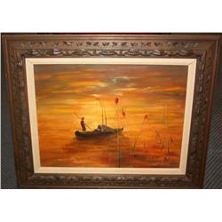 Framed Oil of Small Boat