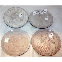 4 John Frank Signed Milk Glazed Plates
