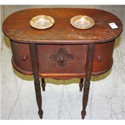 Antique Smoker Humidor Table W/Ash Trays