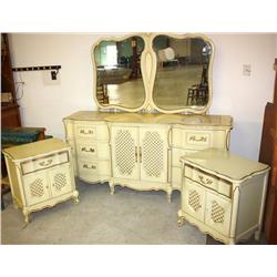 Vintage Style Dresser and 2 Night Stands