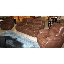 2 Brown Chairs & 1 Sofa
