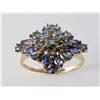 Image 1 : Green Sapphire & Tanzanite Cluster Ring