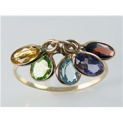 Multi Gemstone Bezel Set Ring