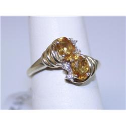 14k Diamond & Citrine Ring 2.5 grams