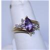 Image 1 : 14k Gold Amethyst & Diamond Ring