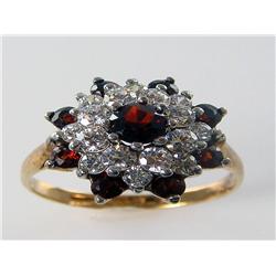 Red & White CZ Cluster Ring