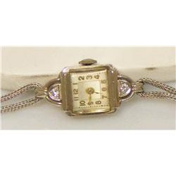 14k White Gold Ladies Antique Watch w/Diamonds