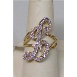 14k Gold Ladies Diamond L" Letter Ring 4.2 grams"