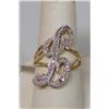 Image 1 : 14k Gold Ladies Diamond L" Letter Ring 4.2 grams"