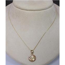 14k Gold Necklace with Indian Head Pendant