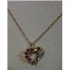Image 2 : 14k Gold Chain w/Diamond & Ruby Heart Pendant