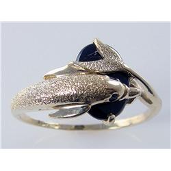 Black Onyx Dolphin Style Ring