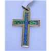 Image 1 : 14k Gold Black Opal Cross Pendant 4.8 grams