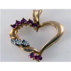 Natural Burmese Ruby & Diamond Heart Pendant
