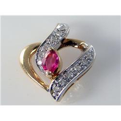 Burmese Ruby & Diamond Heart Pendant