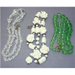3 Czech Crystal & Art Glass Beaded Necklaces