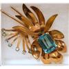 Image 1 : Sterling Floral Brooch w/Rose Gold Vermeil