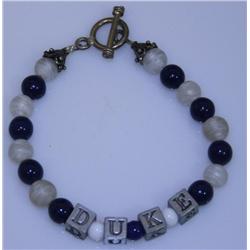 Sterling Beaded Bracelet with Name Duke