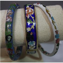 3 Old  Cloisonne Enamel Bracelets Fine Quality