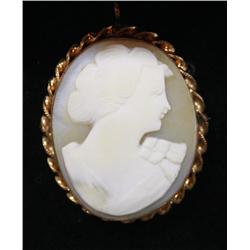 12k Gold Filled Conch Shell Cameo Brooch Pendant