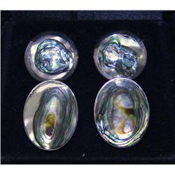 2 Pair Opalescent Abalone & Sterling Earrings