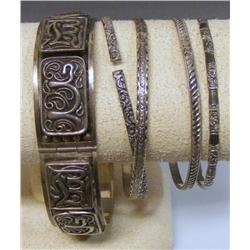 Lot of 5 Sterling Bangle Bracelets