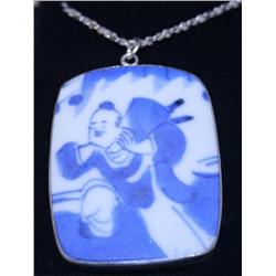 Canton Chinese China w/ Sterling Bezel & Chain