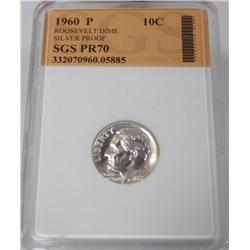1960 P Roosevelt Dime Silver Proof SGS PR70