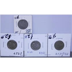 (2) V" Nickels & (2) Buffalo Nickels"