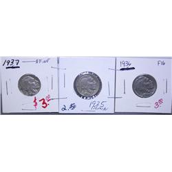 Lot of 3 Buffalo Nickels
