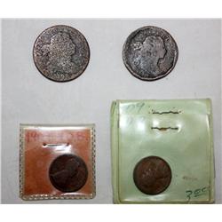 2-- 1700's Large Cents and 2 --1909 VDB Pennies